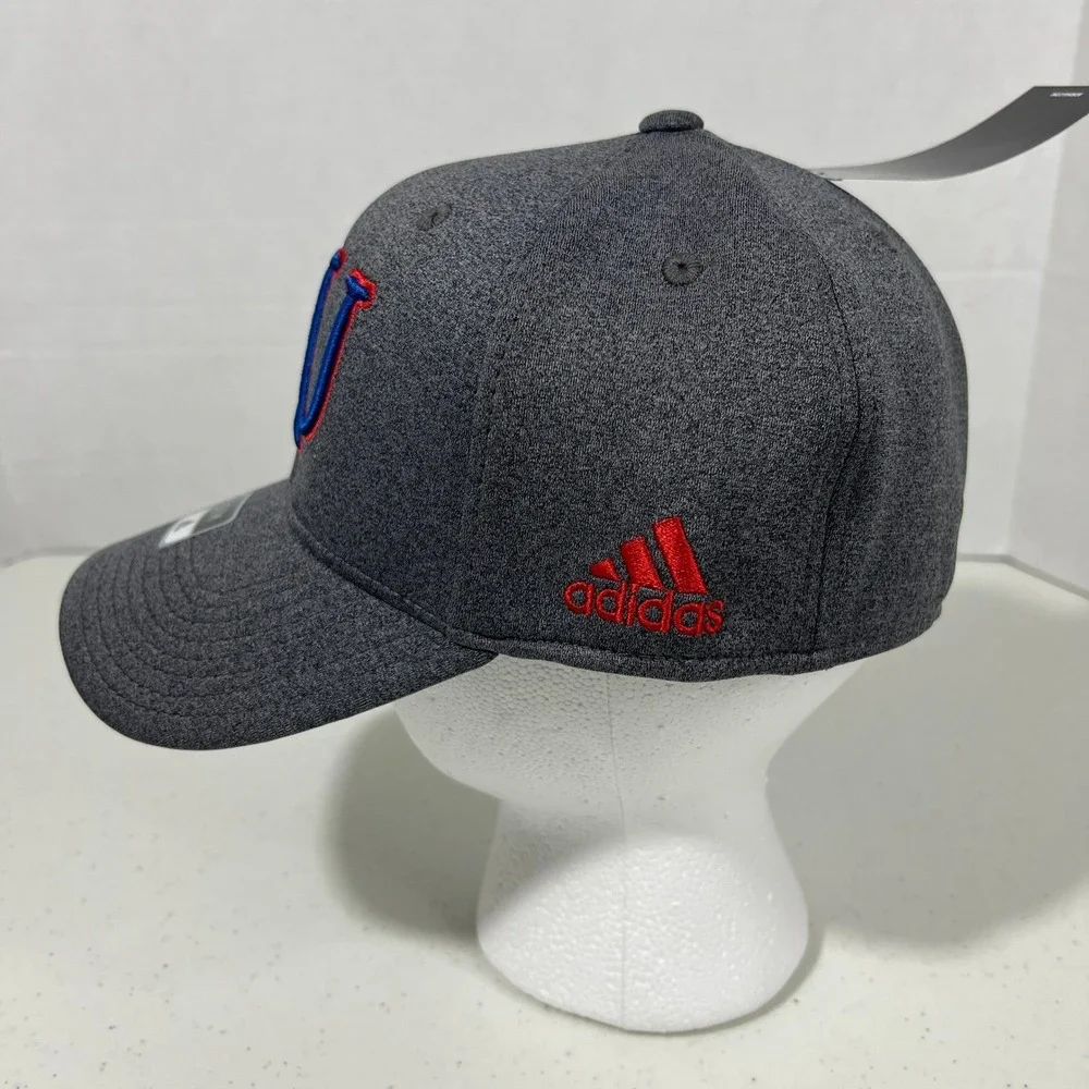 Adidas Kansas Jayhawks Hat Cap Fitted Heathered‎ Gray Red Logo S/M